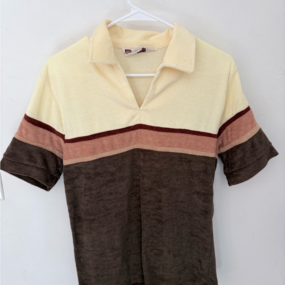 Vintage Cream and Brown Polo Shirt